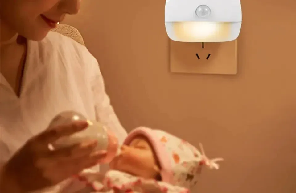 LED Motion Sensor Night Light EU/US Plug, Dimmable Wall Lamp for Bedroom, Toilet, Hallway, Kitchen, Kids