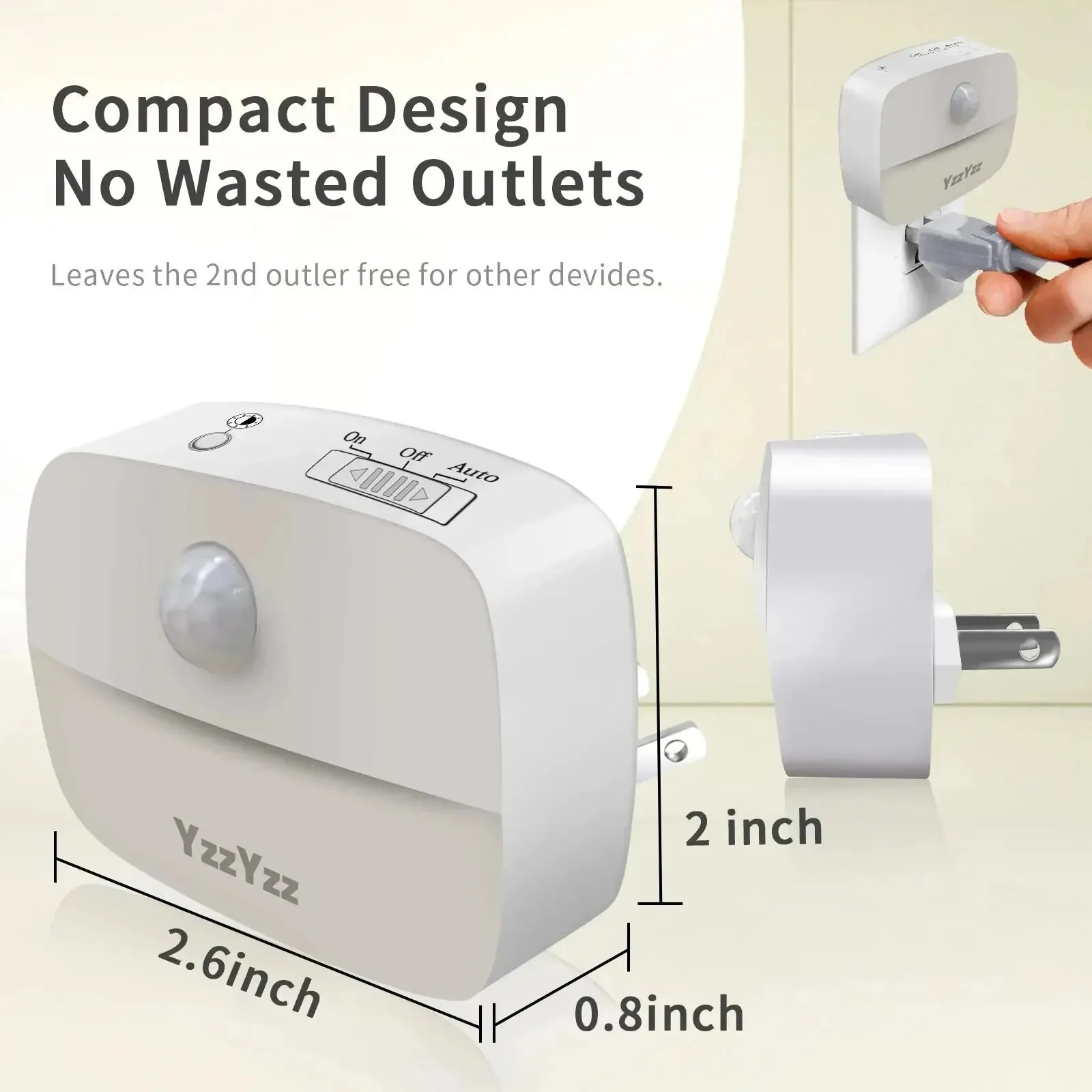 LED Motion Sensor Night Light EU/US Plug, Dimmable Wall Lamp for Bedroom, Toilet, Hallway, Kitchen, Kids