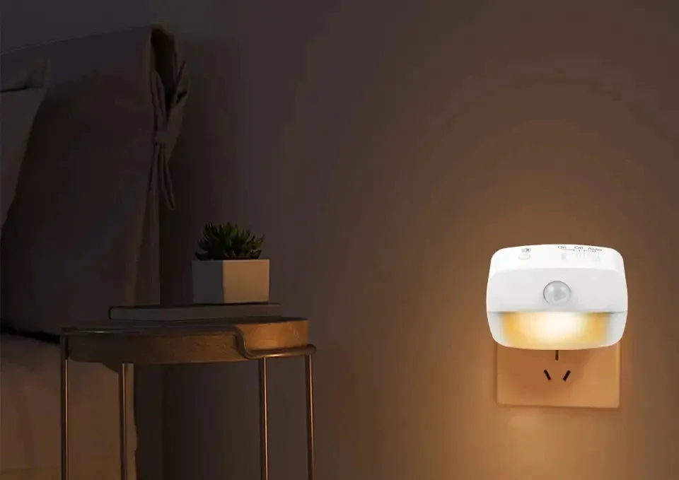 LED Motion Sensor Night Light EU/US Plug, Dimmable Wall Lamp for Bedroom, Toilet, Hallway, Kitchen, Kids
