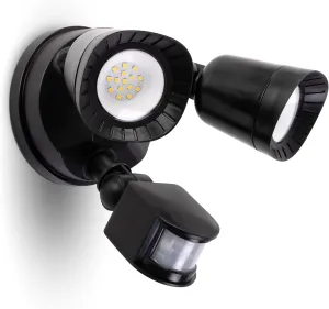 LED Motion Sensor Outdoor Light, 16W 1900LM 5000K Daylight, IP65 Waterproof Flood Lights, 2 Head Dusk to Dawn Motion Detected Security Light for Patio, Garage, Yard-Black