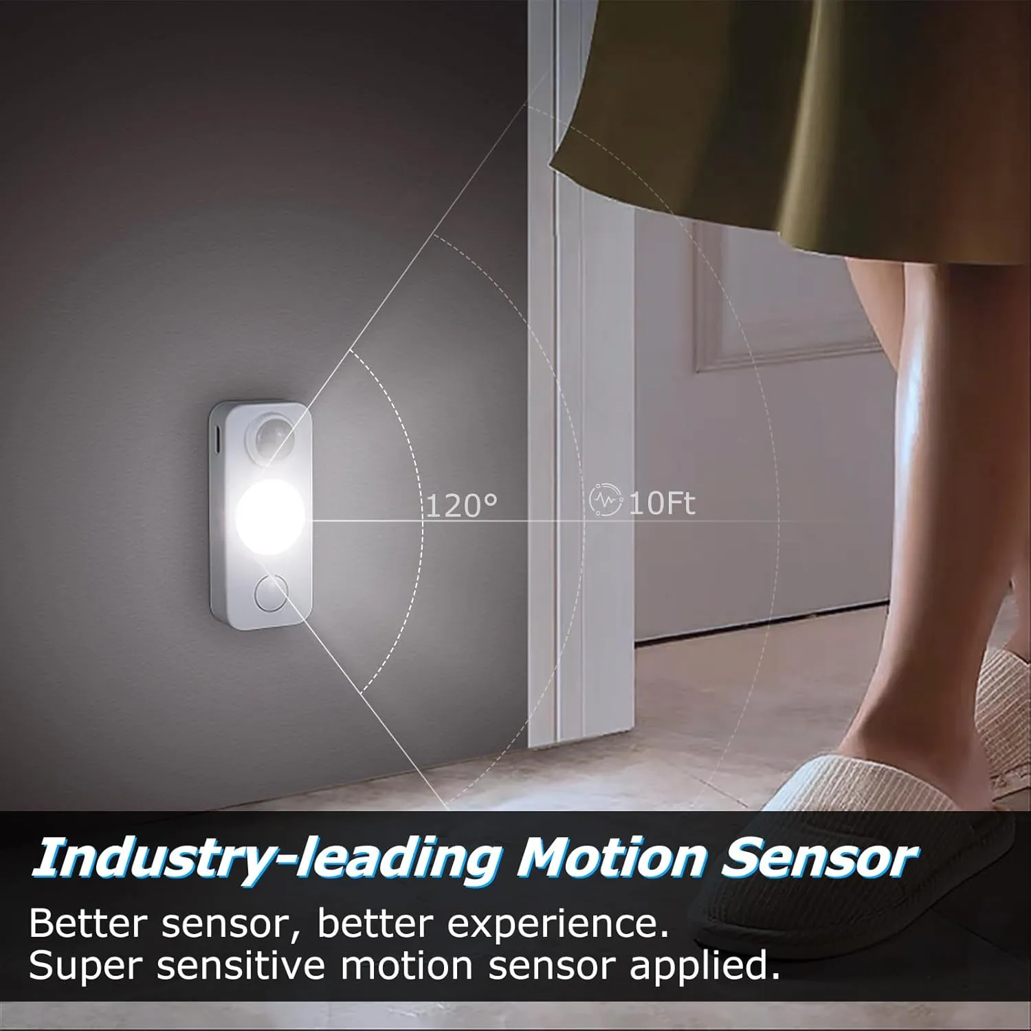 LED Motion Sensor Puck Lights, Rechargeable Cabinet Lights, Stick on Wireless LED Night Light for Closet, Drawer, Shelf, Under Cabinet, Daylight White 4Pack, USB Charging Cord Included
