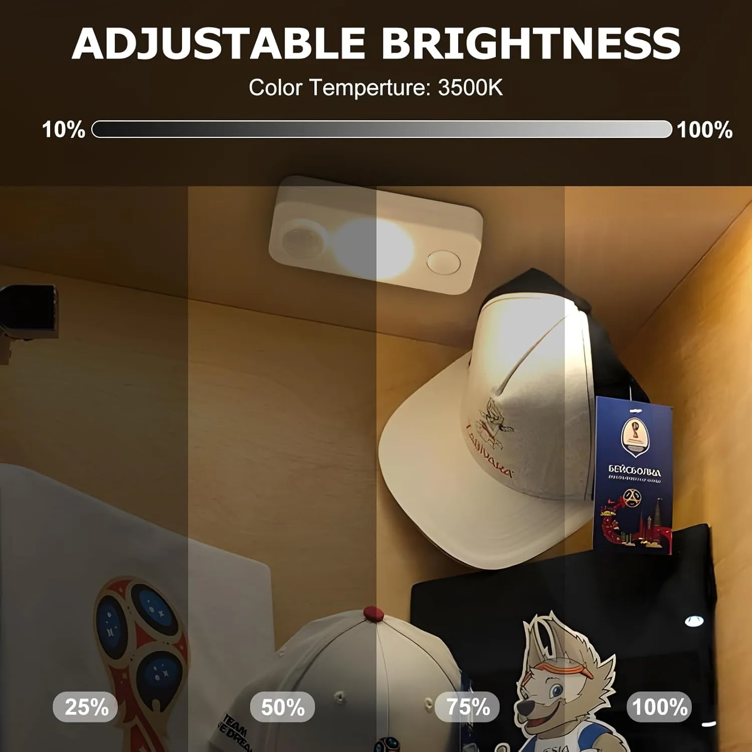 LED Motion Sensor Puck Lights, Rechargeable Cabinet Lights, Stick on Wireless LED Night Light for Closet, Drawer, Shelf, Under Cabinet, Warm White 4Pack, USB Charging Cord Included