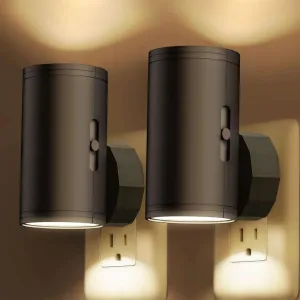 LED Night Light Plug in, Night Lights Plug into Wall Dusk to Dawn Sensor,5-300LM Adjustable Brightness, 2700K,Dimmable Night Lights for Kitchen,Hallway Bedroom,Stairway,2 Pack