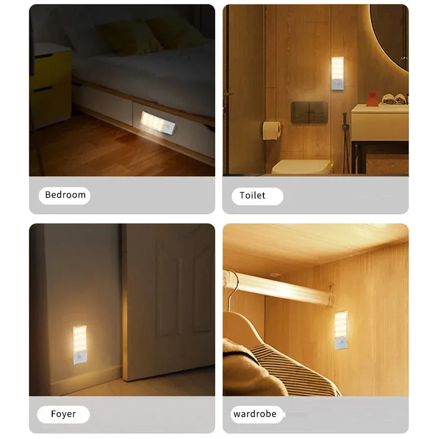 LED Night Light with Motion Sensor, Rechargeable Magnetic Lamp for Cabinet, Closet, Stairs, Hallway, Bedroom, and Kitchen