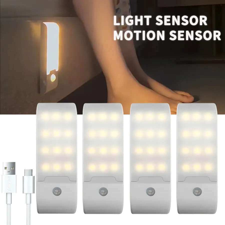 LED Night Light with Motion Sensor, Rechargeable Magnetic Lamp for Cabinet, Closet, Stairs, Hallway, Bedroom, and Kitchen