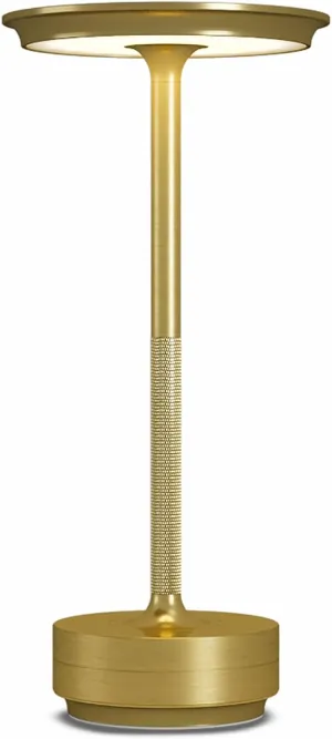 LED Rechargeable Cordless Table Lamp, Battery Operated Stepless Dimming Modern Portable Outdoor Table Light for Dining Restaurant Patio.(Brushed Gold)