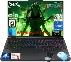 Lenovo Legion Pro 5i Gaming Laptop, Intel 24-Core i9-14900HX, RTX 4070 8 GB GDDR6, 16" WQXGA 240Hz Display, RGB Backlit, Win 11 Pro, w/Office Lifetime & External DVD Drive (64GB DDR5 | 8TB SSD)
