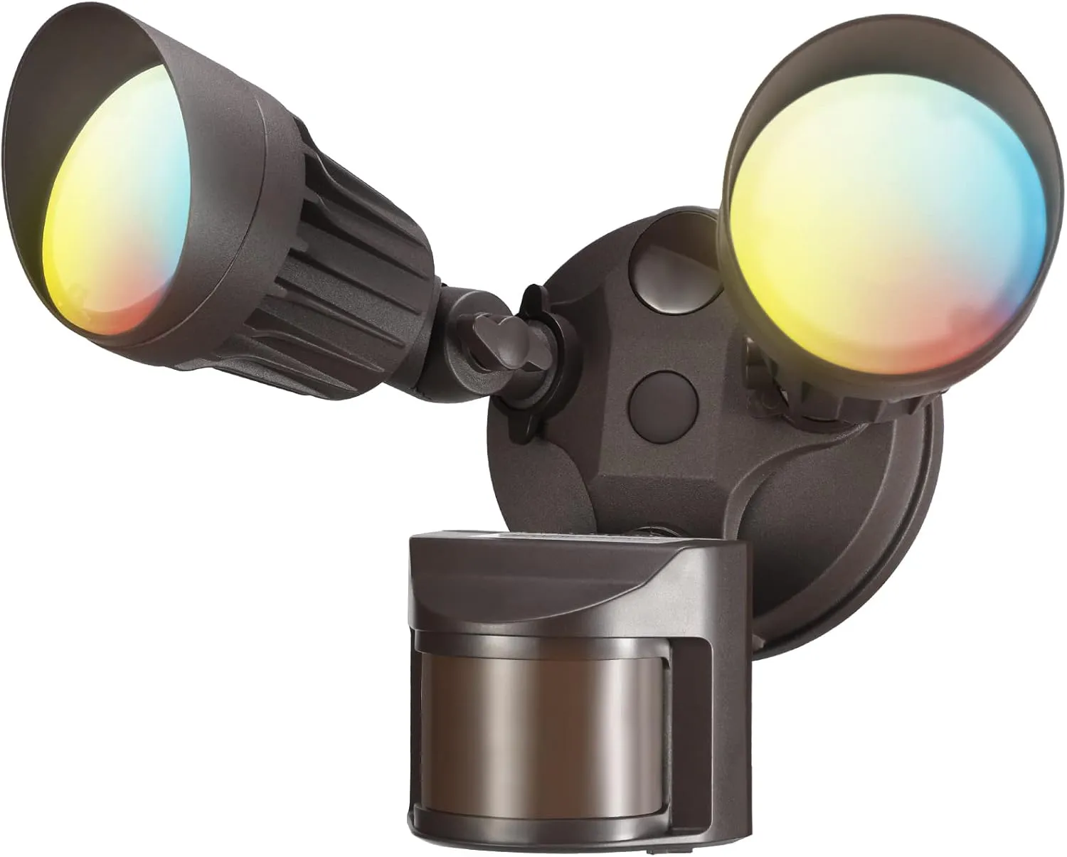 LEONLITE 3CCT LED Security Light, Motion Sensor Flood Lights Outdoor, Aluminum, 3 Modes Motion Detector Dusk to Dawn Switch Control, 3000K/4000K/5000K Selectable, IP65, Adjustable 2-Head, ETL, Bronze