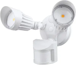 LEONLITE COB LED Security Light, Motion Sensor Flood Lights Outdoor, Aluminum, 3 Modes Motion Detector Dusk to Dawn Switch Control, 100-277V, Adjustable 2-Head, IP65, 3000K Warm White, ETL, White