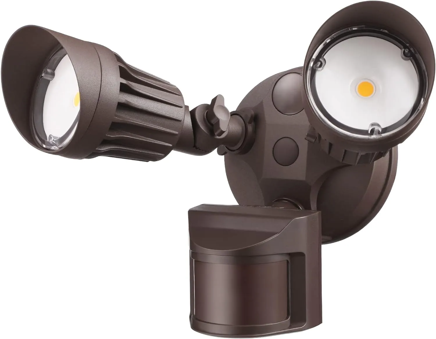 LEONLITE COB LED Security Light, Motion Sensor Flood Lights Outdoor, Aluminum, 3 Modes Motion Detector Dusk to Dawn Switch Control, 100-277V, Adjustable 2-Head, IP65, 5000K Daylight, ETL, Bronze