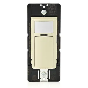 Leviton DOS02-1LI Motion Sensor Light Switch, Motion Activated, Auto-On/Auto-Off or Manual-On, 2A, No Neutral Wire Required, Single Pole, Ivory
