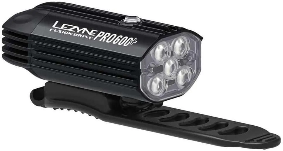 LEZYNE Fusion Drive Front Bicycle Light - Durable IPX7 Waterproof USB-C Rechargeable LED Bike Headlight with 3 Solid & 3 Flash Modes - Integrated Silicone Rubber Strap Mount - 500/600 Lumen Options