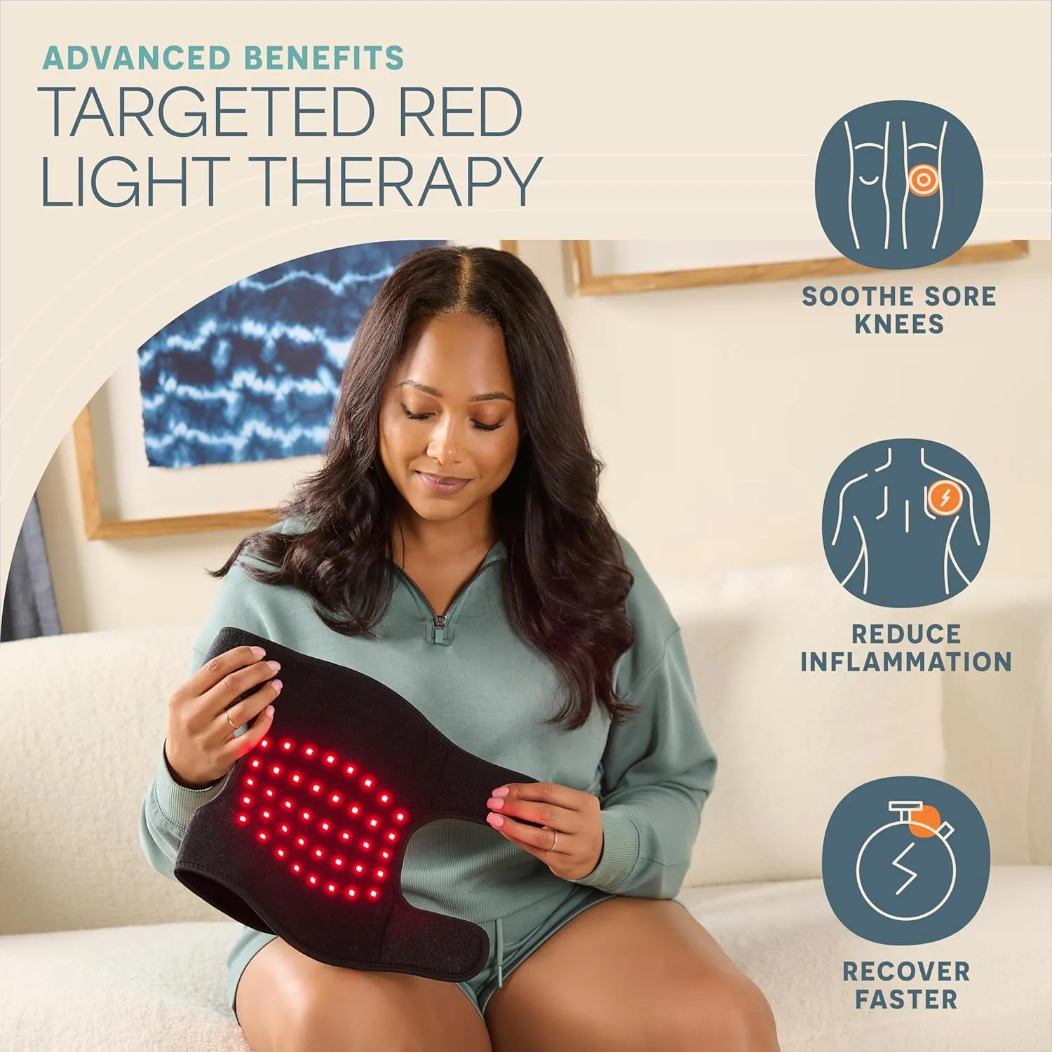 LifePro Red Light Therapy Knee Brace - Portable Infrared Device for Pain Relief, Stiffness, and Recovery - Ideal Knee Massager for Athletes and Active Lifestyles