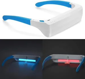 Light Therapy Glasses, Special Blue Light 480nm for Good Sleep, Jet Lag, Night Shift, Energy and Mood. Unique 670nm Red Light for Eye Health