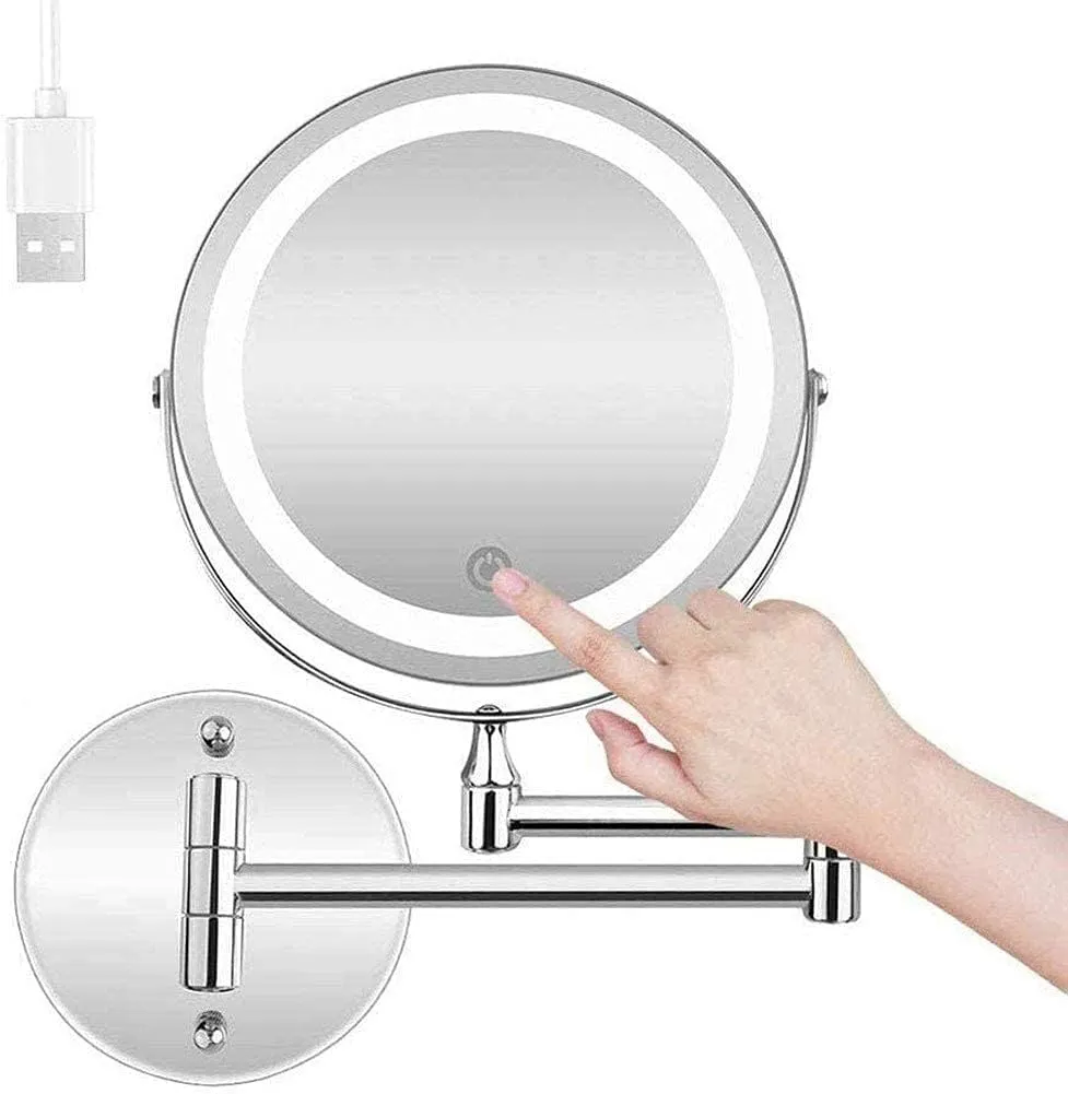Light up Life& Makeup Mirror Wall Mount 10X Makeup Mirror Touch Sn, Double Source Vanity Mirror
