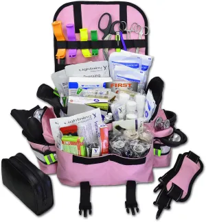 Lightning X Small First Responder EMT EMS Trauma Bag Stocked First Aid Fill Kit B (Pink)