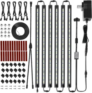 Litever LED Safe Light Kit. Human Motion Sensor Activated. 6 Slim LED Light Bars. Linkable Extendable Plug-in for Gun Safe, Locker, Closet, Showcase, in-Cabinet Under Counter Pantry. Daylight 5000K