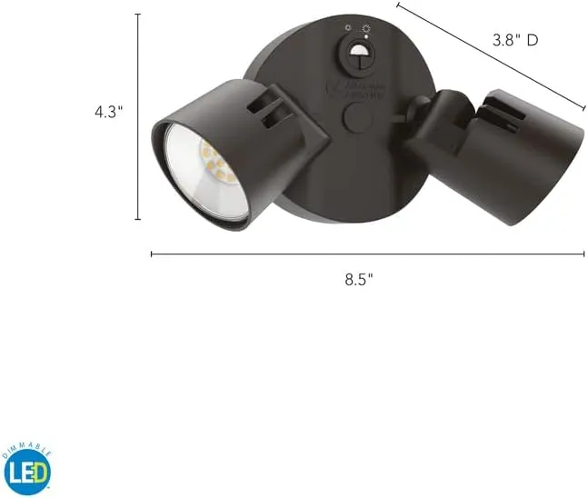 Lithonia Lighting HGX LED 2RH ALO 40K 120 PE DDB M2 HomeGuard Security Flood Lights 1750-2750 Lumens, 2-Light, Photocell Sensor, Dark Bronze