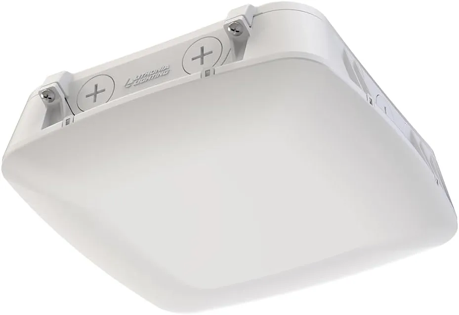 Lithonia Lighting Outdoor LED Canopy Light with Adjustable Lumen Output,Switchable Color Temperature 3000K/4000K/5000K, Photocell and Motion Sensor, White (CNY LED ALO SWW2 UVOLT PE PIR WH M2)