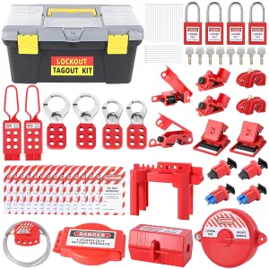 Lockout Tagout Kit,73 Pcs Loto Kit/Safety Padlock Lockout Hasp/Electrical Plug/Ball Valve/Gate Valve Devices/Circuit Breaker Loto Tags,Electrical Loto for Electrical/Industrial ect.