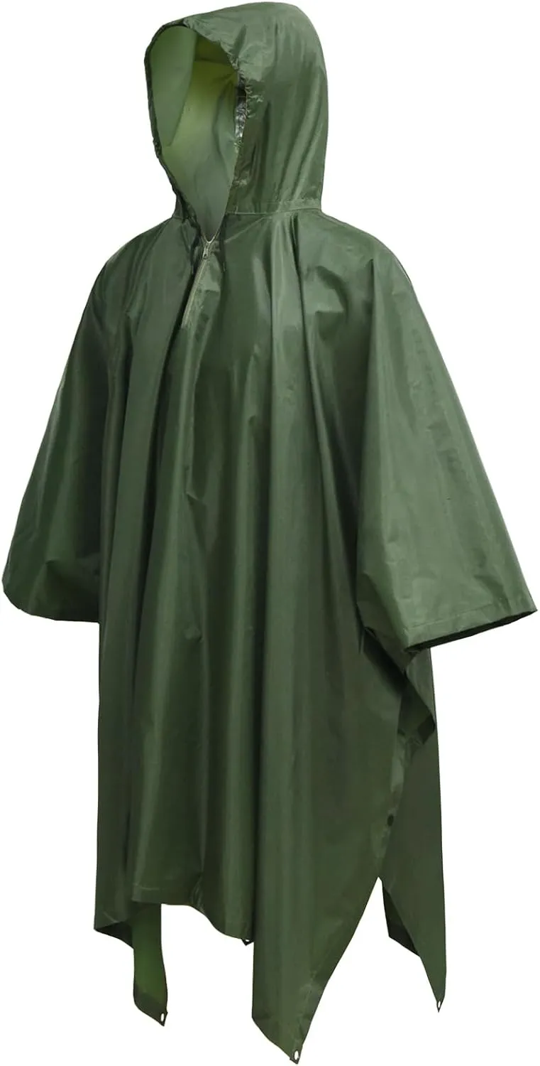 LOOGU Rain Poncho Waterproof Hooded Rain Coat Multi-Use Camo Shelter Ground Sheet for Hunting Camping Hiking