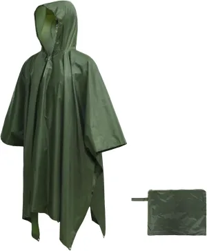 LOOGU Rain Poncho Waterproof Hooded Rain Coat Multi-Use Camo Shelter Ground Sheet for Hunting Camping Hiking