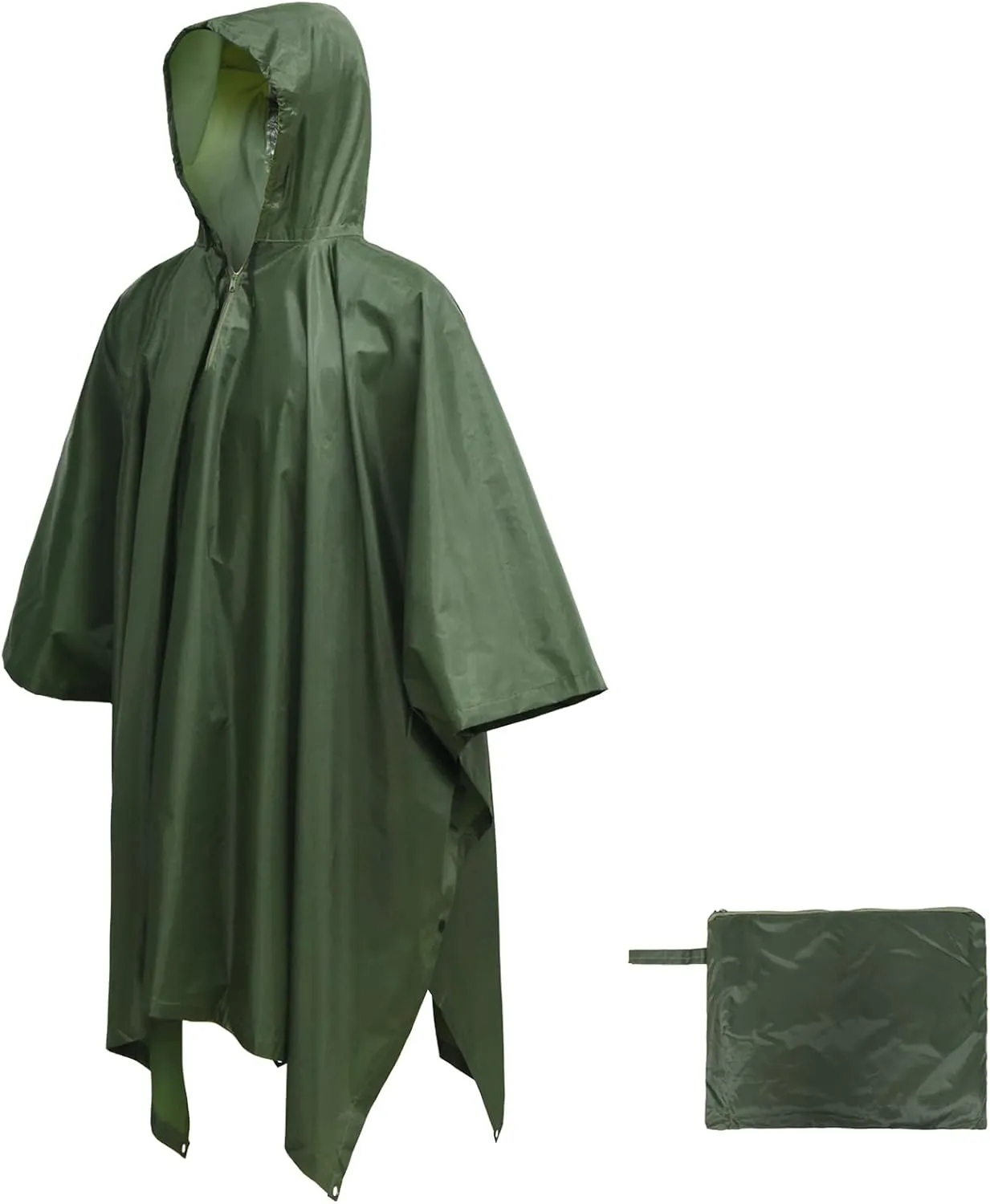 LOOGU Rain Poncho Waterproof Hooded Rain Coat Multi-Use Camo Shelter Ground Sheet for Hunting Camping Hiking