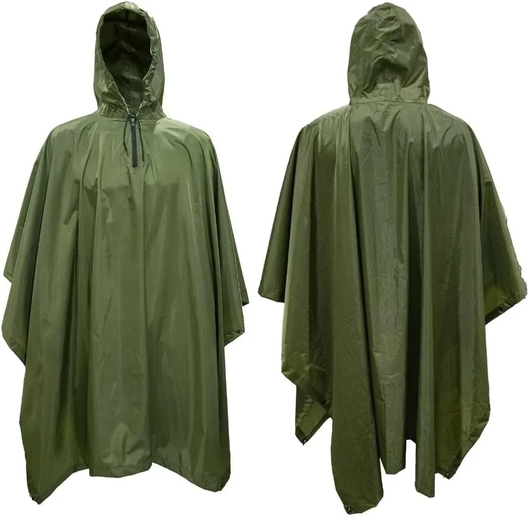 LOOGU Rain Poncho Waterproof Hooded Rain Coat Multi-Use Camo Shelter Ground Sheet for Hunting Camping Hiking