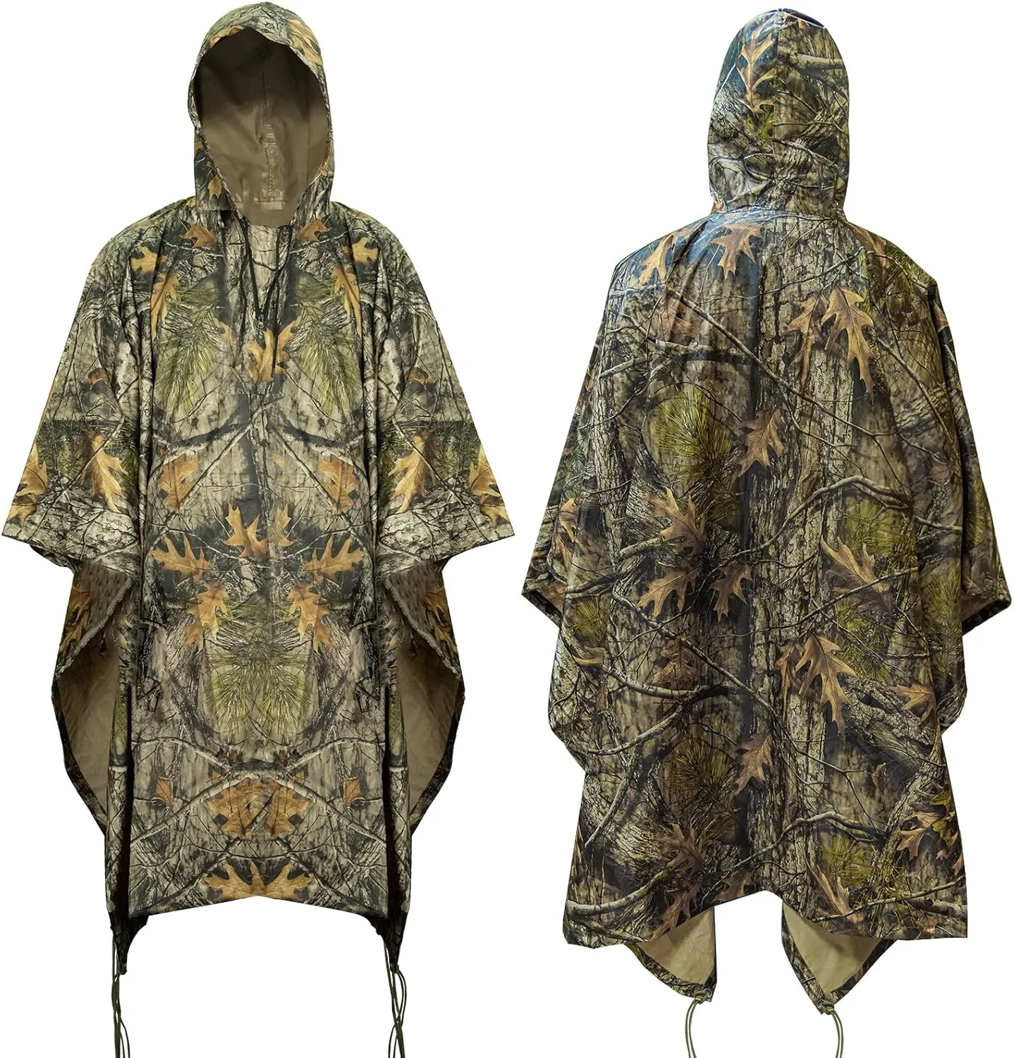 LOOGU Rain Poncho Waterproof Hooded Rain Coat Multi-Use Camo Shelter Ground Sheet for Hunting Camping Hiking