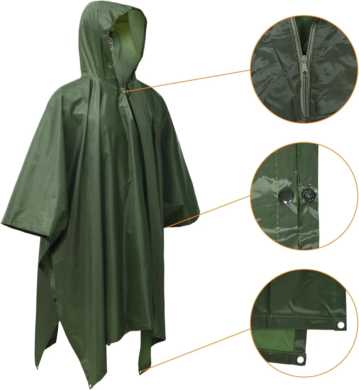 LOOGU Rain Poncho Waterproof Hooded Rain Coat Multi-Use Camo Shelter Ground Sheet for Hunting Camping Hiking