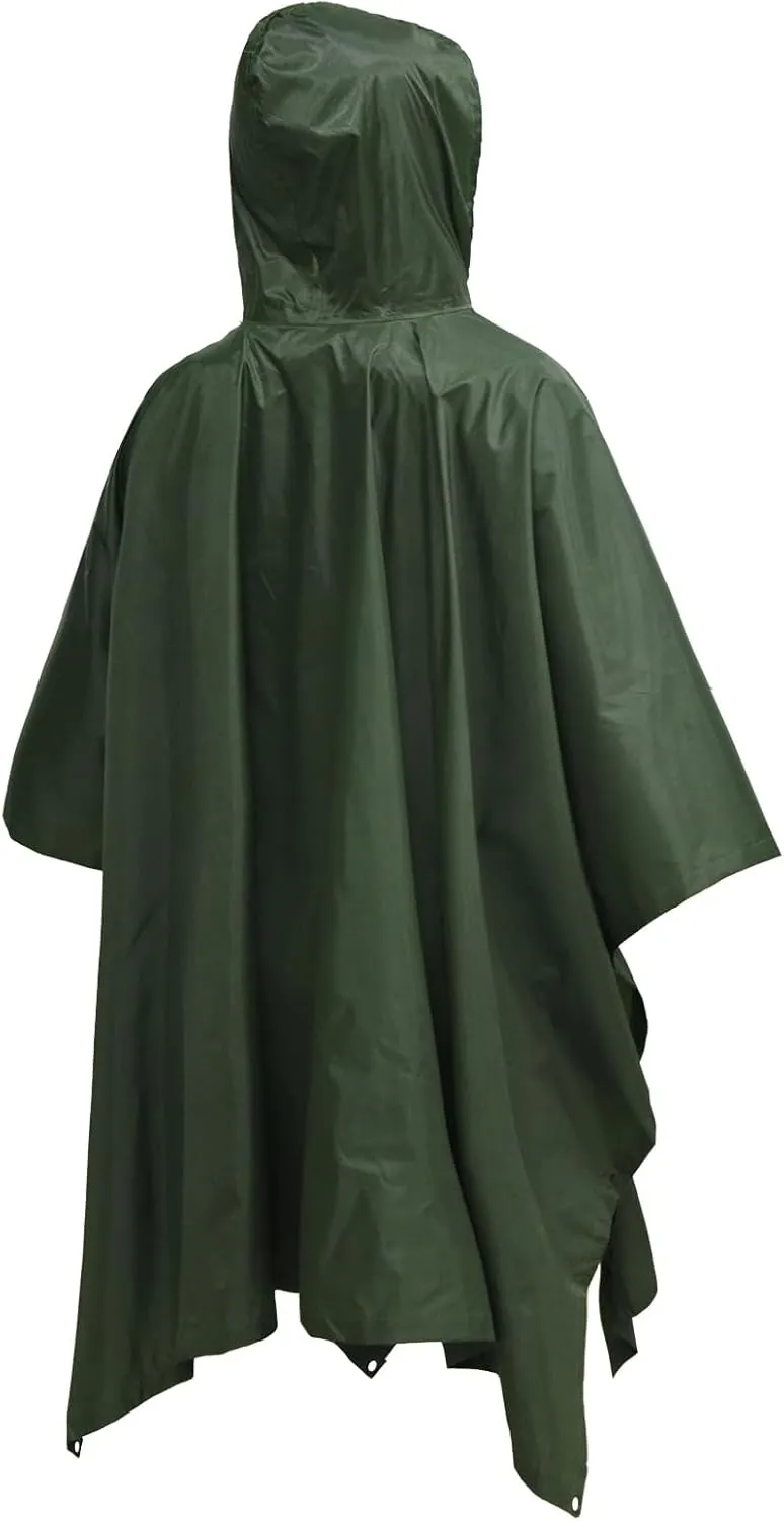 LOOGU Rain Poncho Waterproof Hooded Rain Coat Multi-Use Camo Shelter Ground Sheet for Hunting Camping Hiking