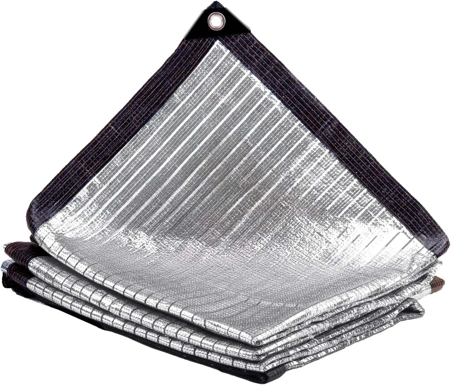 LOVE STORY 85% 6.5x10FT Aluminum Shade Cloth Reflective Sun Shade Cover Silver Tarp with Grommets for Car Garden Patio Kennel