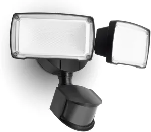 LUTEC 38W 3500 Lumen LED Motion Activated Integrated Dual-Head Floodlight Outdoor with Motion Sensor, 5000K Daylight, Dusk to Dawn, Exterior Security Wall Light for Patio, Garden, Yard(Black)