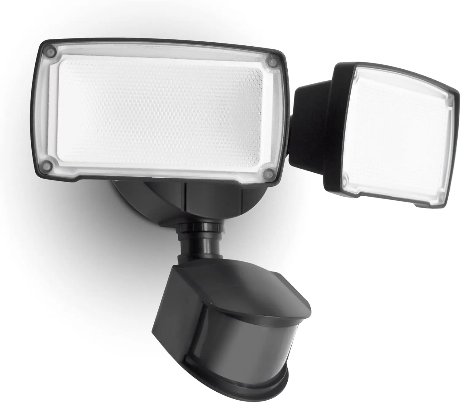 LUTEC 38W 3500 Lumen LED Motion Activated Integrated Dual-Head Floodlight Outdoor with Motion Sensor, 5000K Daylight, Dusk to Dawn, Exterior Security Wall Light for Patio, Garden, Yard(Black)