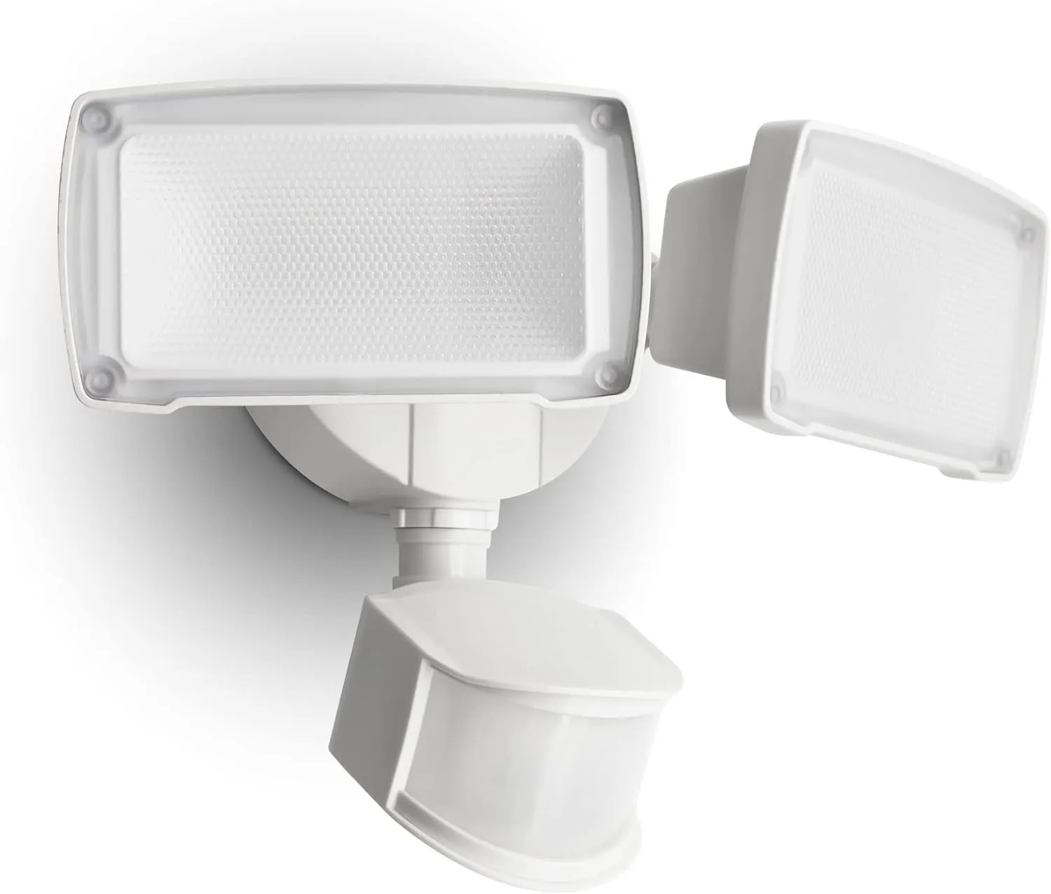 LUTEC 38W 3500 Lumen LED Motion Activated Integrated Dual-Head Floodlight Outdoor with Motion Sensor, 5000K Daylight, Dusk to Dawn, Exterior Security Wall Light for Patio, Garden, Yard(White)