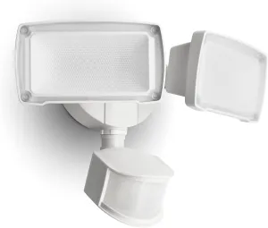 LUTEC 38W 3500 Lumen LED Motion Activated Integrated Dual-Head Floodlight Outdoor with Motion Sensor, 5000K Daylight, Dusk to Dawn, Exterior Security Wall Light for Patio, Garden, Yard(White)
