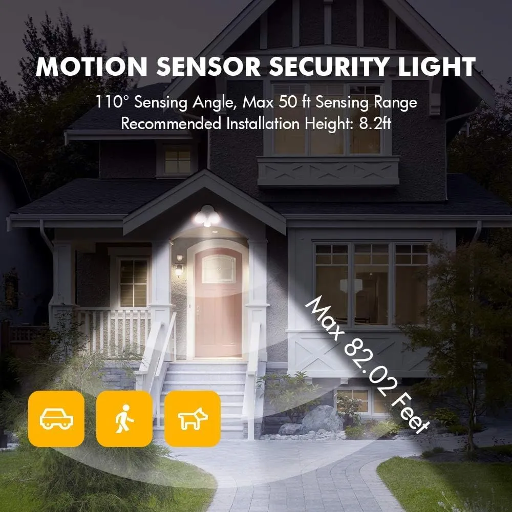 LUTEC P6221W-PIR24 2000 Lumen 18 Watt 26 LED Motion Activated Integrated Dual-Head Flood Light Outdoor, IP54 Waterproof Exterior Security Floodlight for Patio, Garden, Yard, Warehouse White，2 Pack