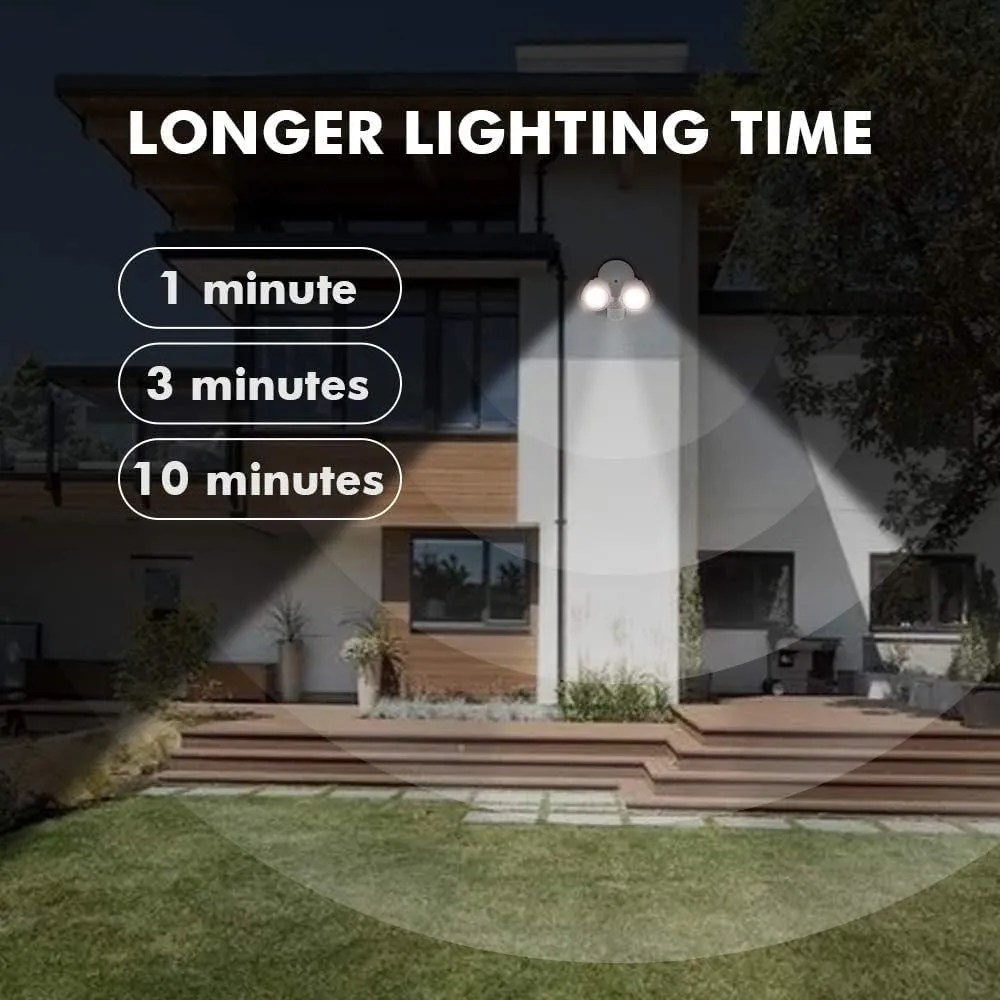 LUTEC P6221W-PIR24 2000 Lumen 18 Watt 26 LED Motion Activated Integrated Dual-Head Flood Light Outdoor, IP54 Waterproof Exterior Security Floodlight for Patio, Garden, Yard, Warehouse White，2 Pack