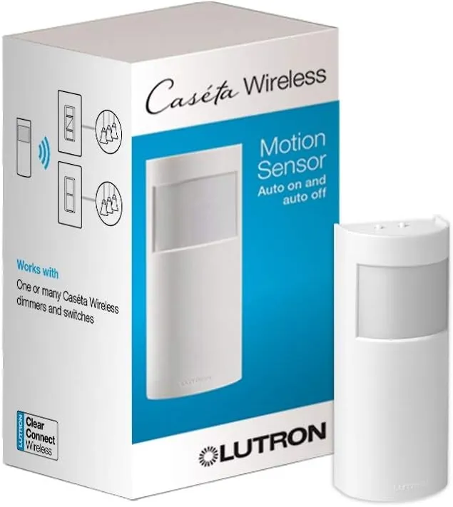Lutron Caseta Smart Lighting Auto On and Off Motion Sensor, For Dimmers, Switches, and Fans Controls, No Wires Required, PD-OSENS-WH, White