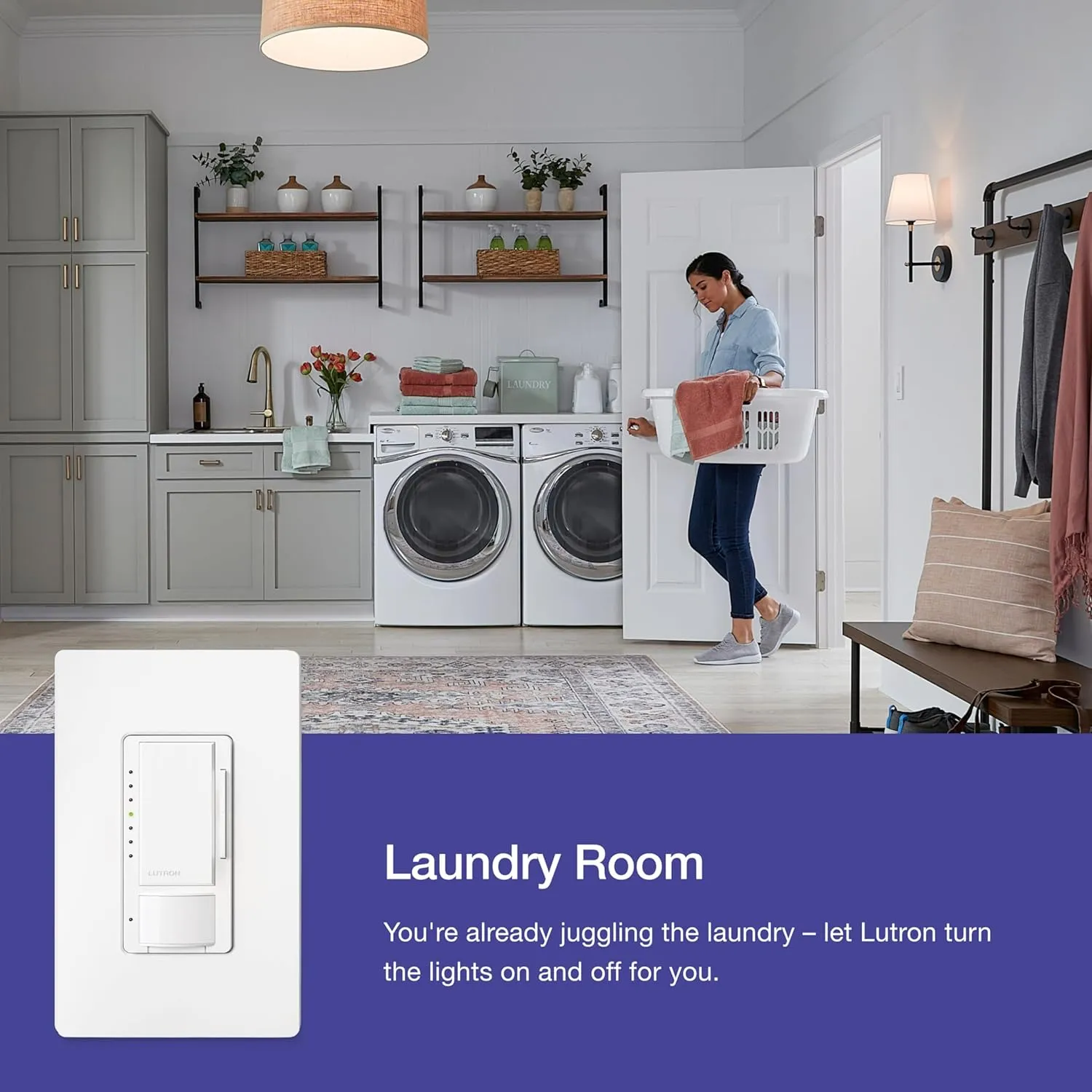 Lutron Maestro Motion Sensor Dimmer Switch for Bathroom, Garage, Laundry Room, and Closet, Occupancy and Vacancy Sensor, Single-Pole/Multi-Location, No Neutral Req, MSCL-OP153M-AL, Almond