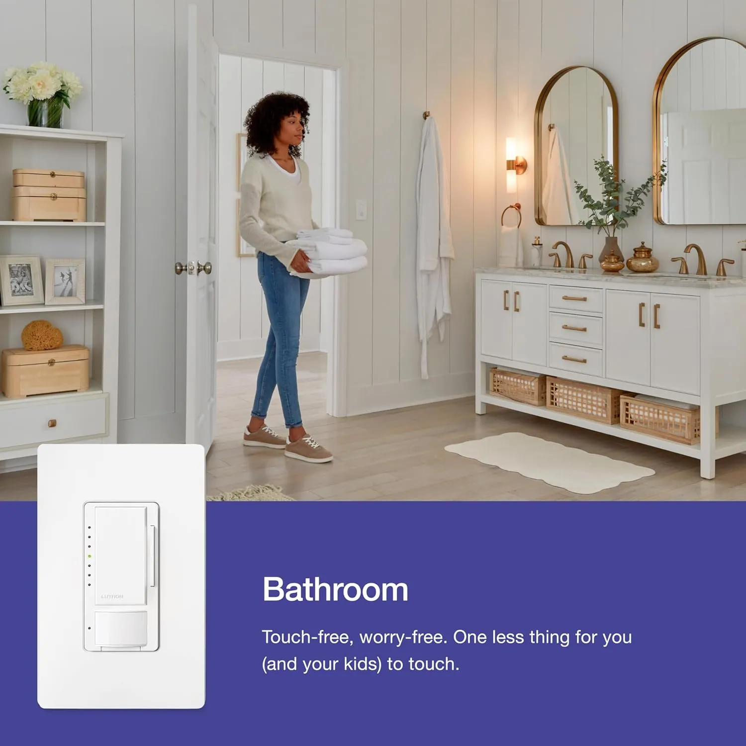 Lutron Maestro Motion Sensor Dimmer Switch for Bathroom, Garage, Laundry Room, and Closet, Occupancy and Vacancy Sensor, Single-Pole/Multi-Location, No Neutral Req, MSCL-OP153M-AL, Almond