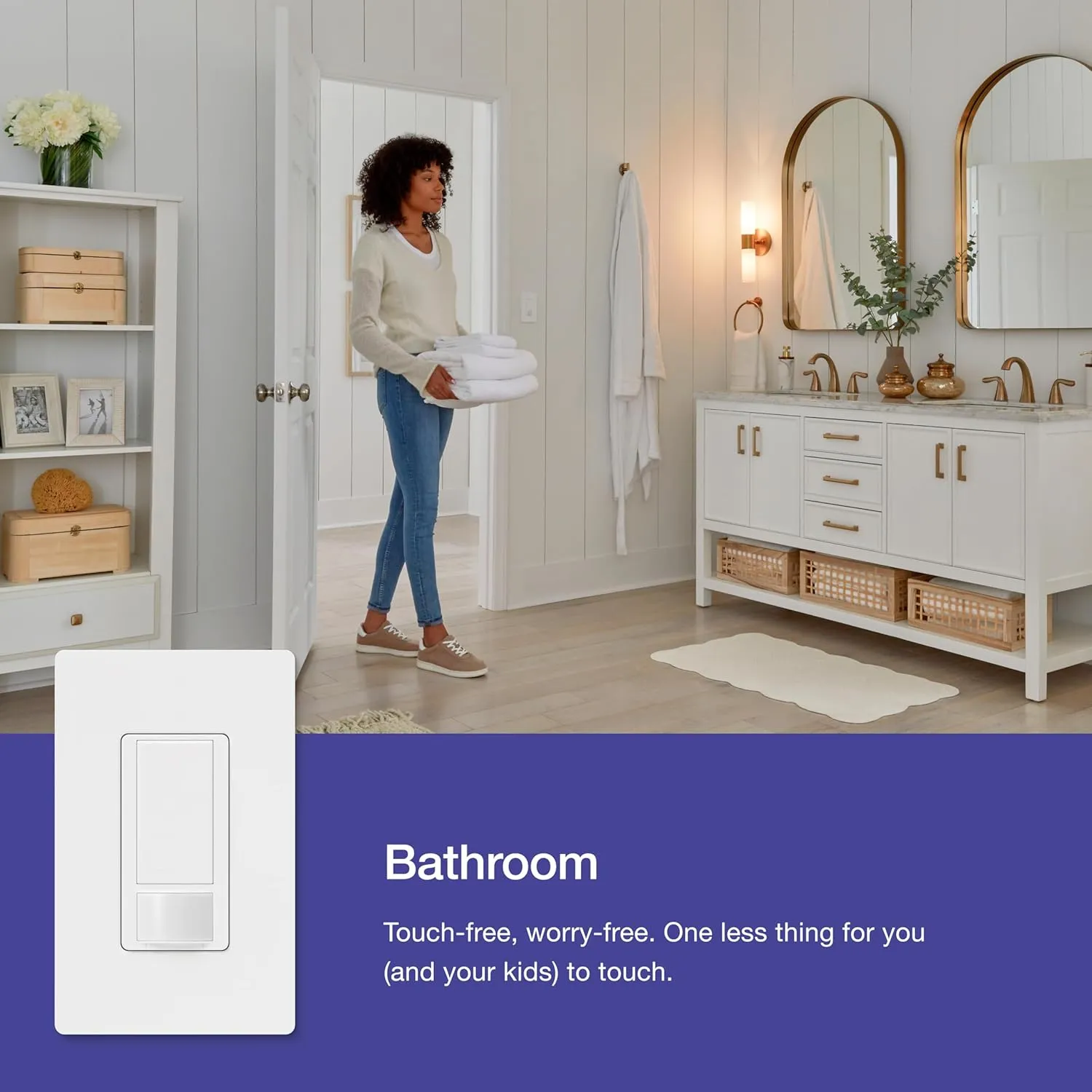 Lutron Maestro Motion Sensor Light Switch for Bathroom, Garage, Laundry Room, and Closet, for Any Light Bulbs, Occupancy and Vacancy Sensor, Single-Pole Only, No Neutral Required, MS-OPS2-BI, Biscuit