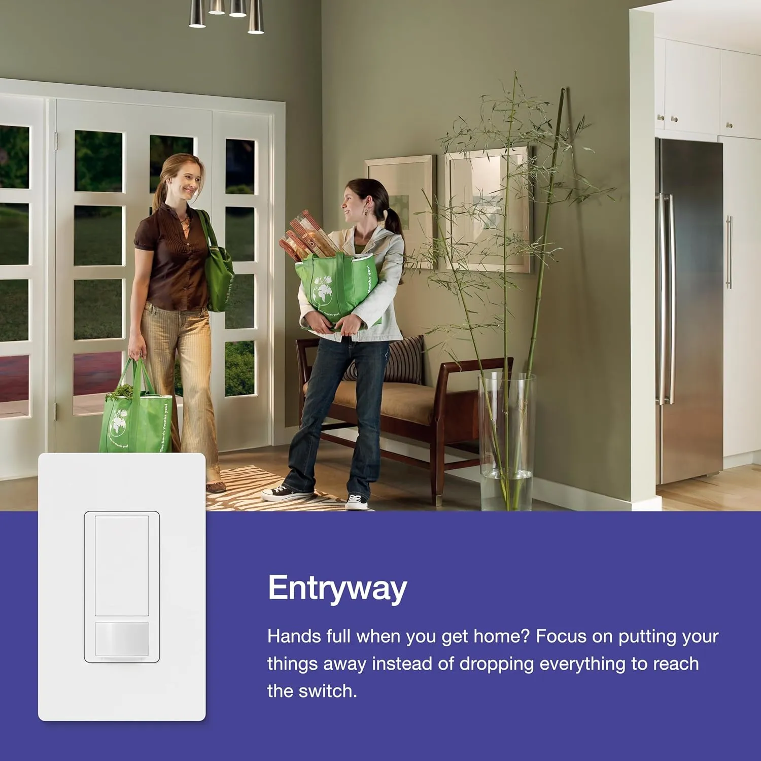 Lutron Maestro Motion Sensor Light Switch for Bathroom, Garage, Laundry Room, and Closet, for Any Light Bulbs, Occupancy and Vacancy Sensor, Single-Pole Only, No Neutral Required, MS-OPS2-BI, Biscuit