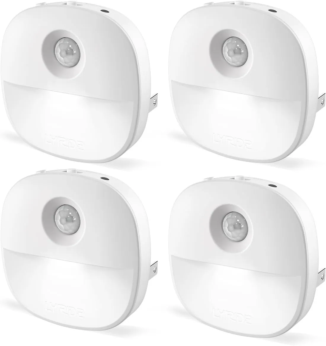 Lyridz Motion Sensor Night Light Indoor, 1-50 lm Dimmable LED Night Lights Plug Into Wall, Bright Plug-in Night Light with Dusk to Dawn Sensor for Stairs, Bathroom, Hallway, Garage, Toilet, (4 Pack)