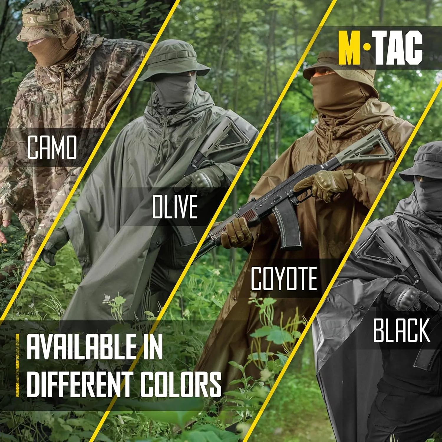 M-Tac Tactical Rain Poncho - Army Military Poncho Shelter - Waterproof Ripstop Camping Hiking Outdoor Hunting Rain Ponchos
