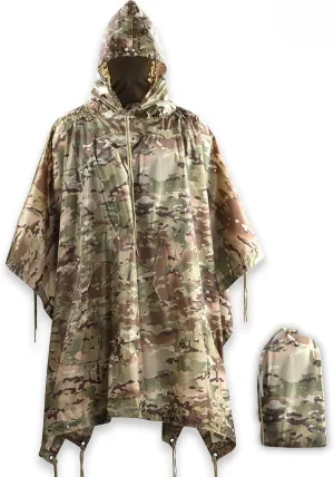 M-Tac Tactical Rain Poncho - Army Military Poncho Shelter - Waterproof Ripstop Camping Hiking Outdoor Hunting Rain Ponchos