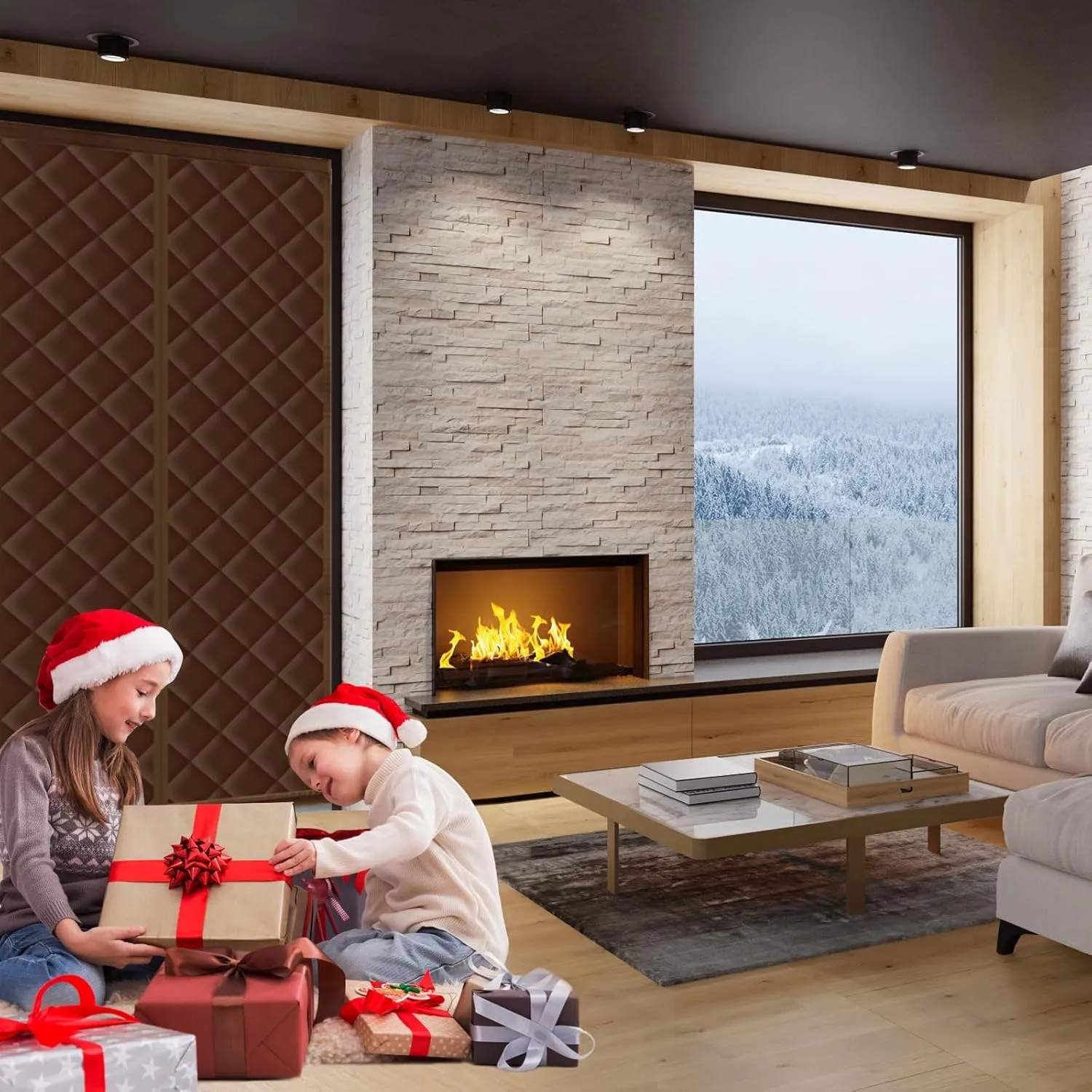 Magnetic Thermal Insulated Door Curtain Fits Door Size 32 x 80 Inch, Insulation Cover for Cold, Oxford Cloth Thicken Cotton Filled Blanket for Front Back Attic Door in Winter, Brown