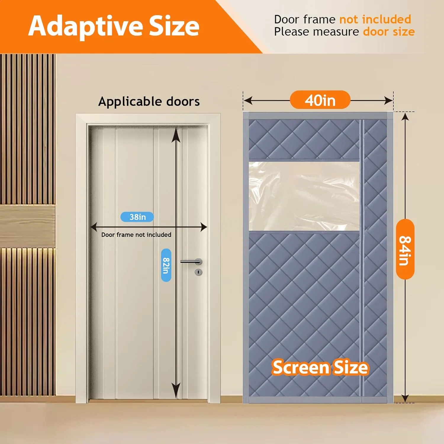 Magnetic Thermal Insulated Door Curtain Fits Door Size 38" X 82" Blanket Insulation Cover Oxford Cloth Thicken Cotton to Keep House Warm to Soundproof, Side Opening (with Visible Panels)