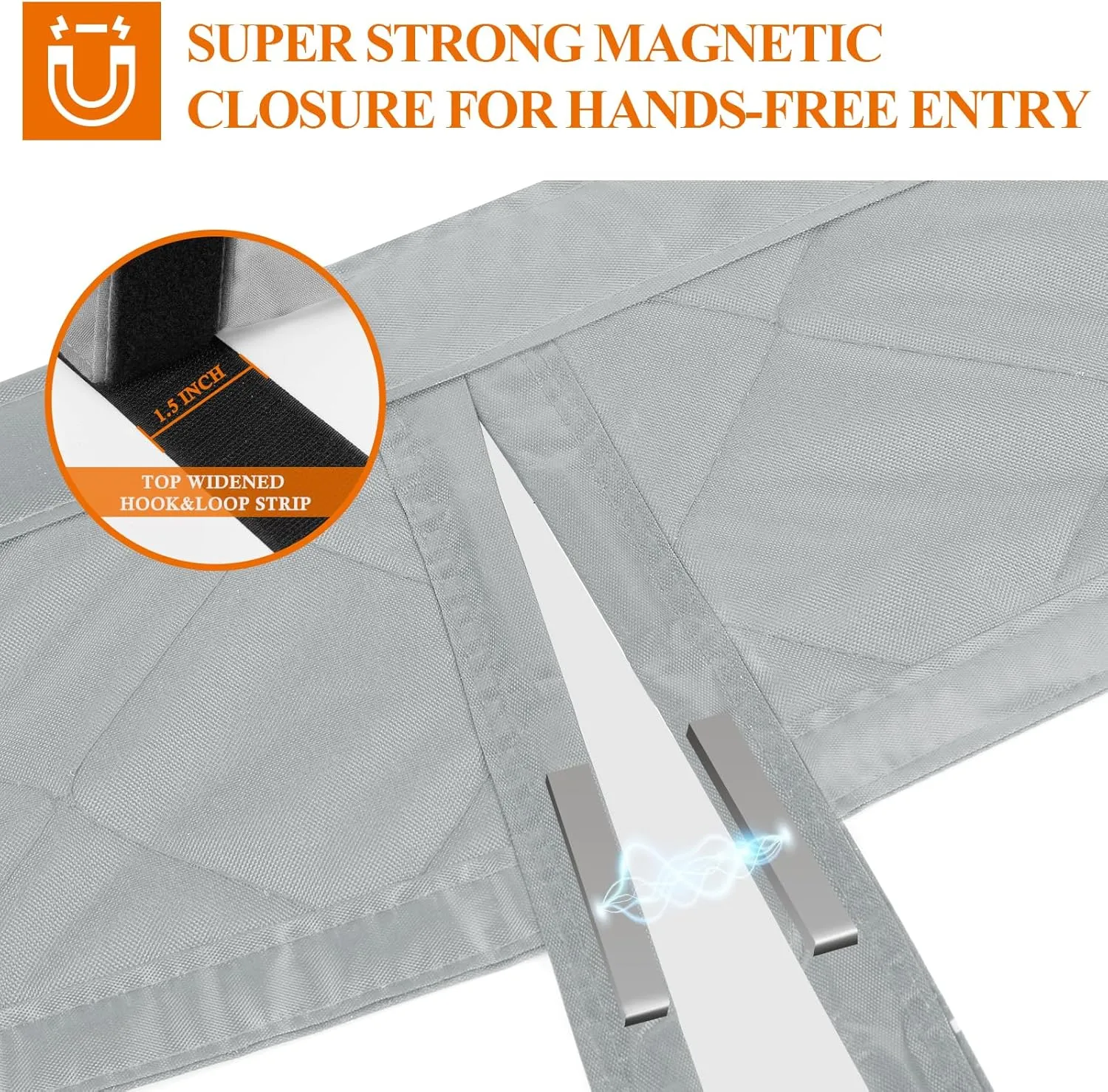 MAGZO Magnetic Thermal Insulated Door Cover Curtain with Perspective Window 32" x 80", Upgraded Oxford Filled with Thicken Cotton, Screen Insulation Blanket for Winter/Sliding Glass/Patio Doors, Grey