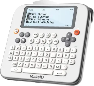 Makeid Label Maker E1, Bluetooth Rechargeable Label Maker Machine, QWERTY Keyboard Labeler, 3.4" Backlighting LCD Screen, Prints 9~16 mm